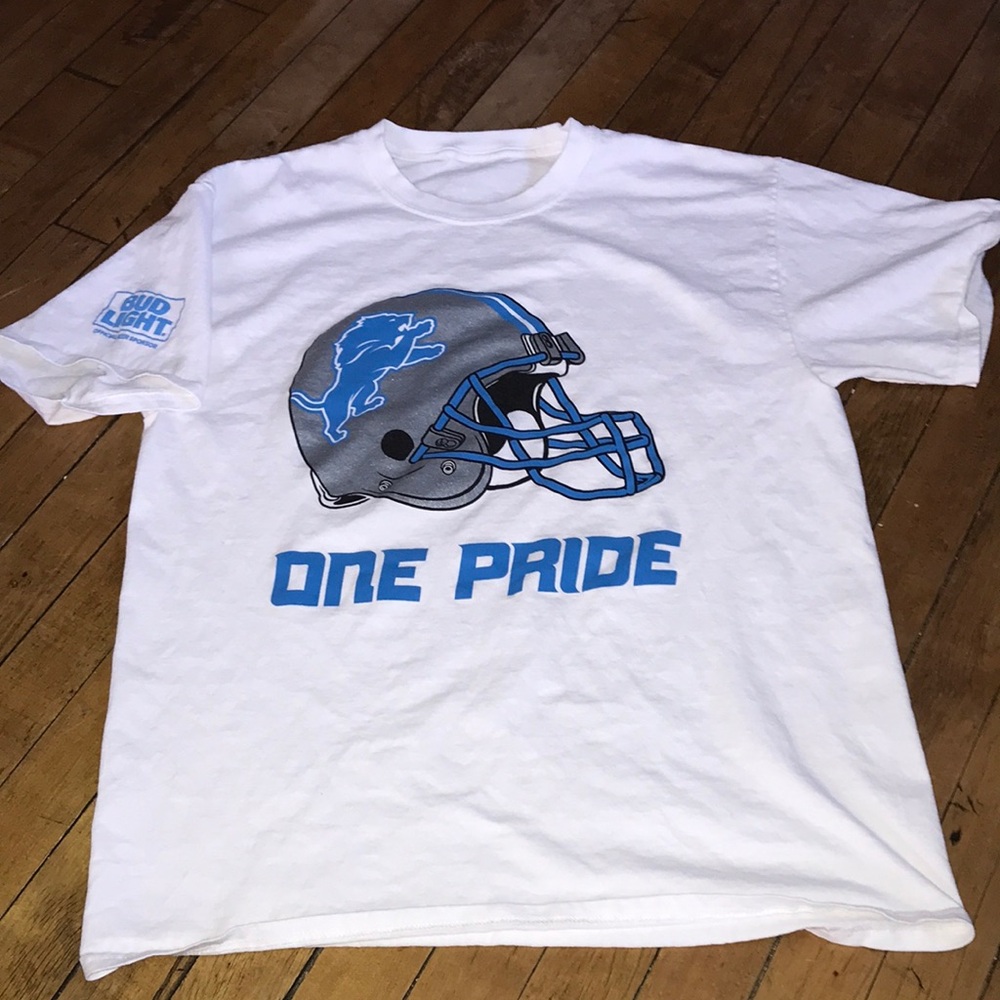 NFL Detroit Lions 'One Pride' Helmet Tee - White & Light Blue